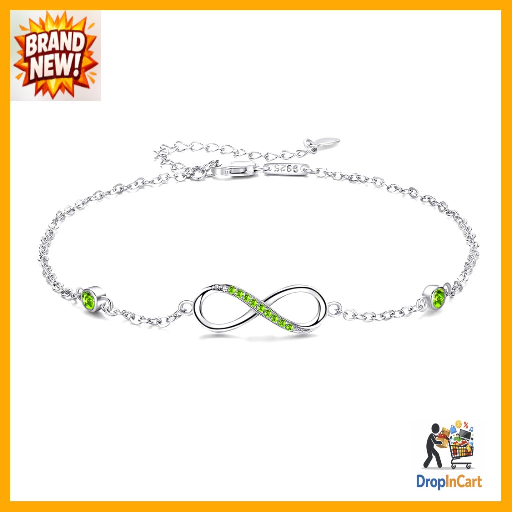 Sterling Silver Infinity Anklet Adjustable Chain Elegant Minimal Chic Jewelry